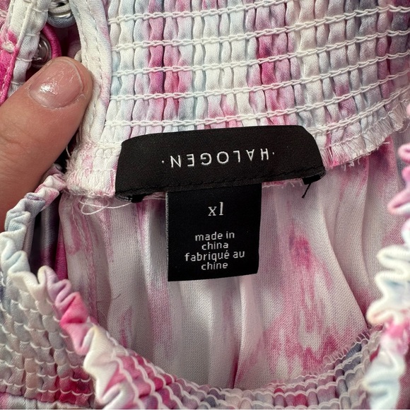 NWT Halogen Sleeveless Pleated Sharkbite Hem Midi Halter Dress Magenta Size XL - Picture 9 of 10